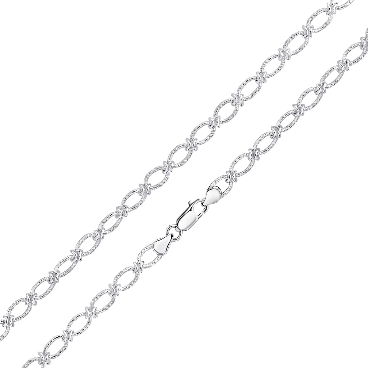 Silver 6.5mm Textured Oval Knot 7.5"
