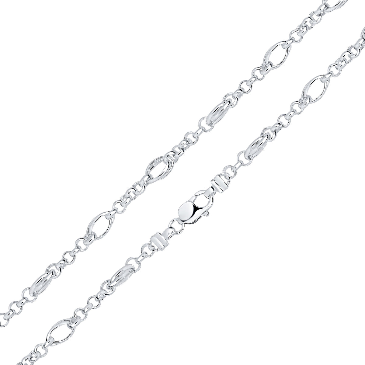 Silver 8mm Oval Twist Belcher 7.5"