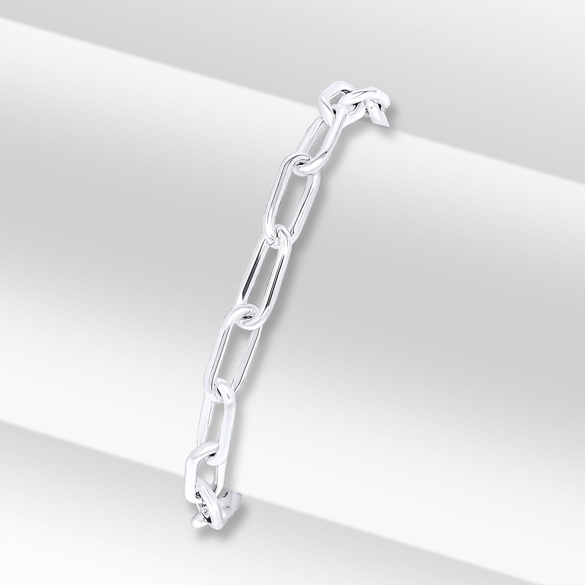 Silver 4x12mm Paperchain Link 7.5"