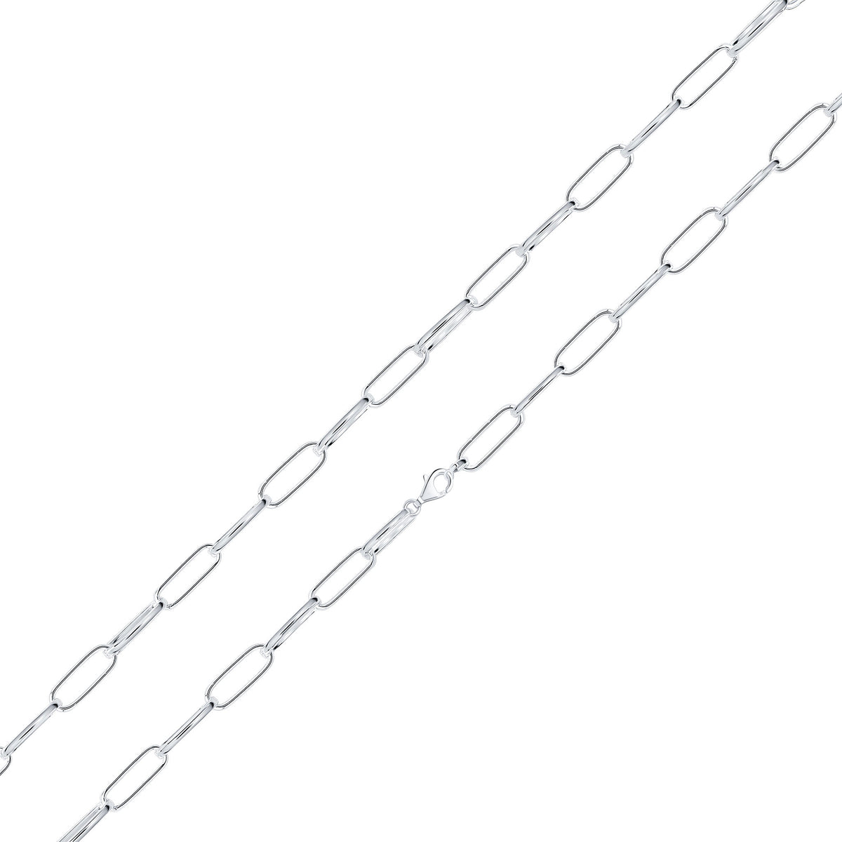 Silver 4.5x15mm Paperchain 7.5" Lobster