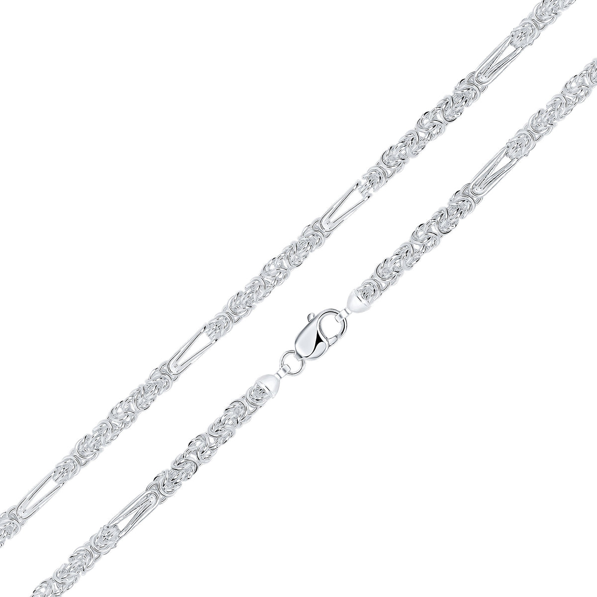Silver 5mm Byzantine Long/Short 7.5"