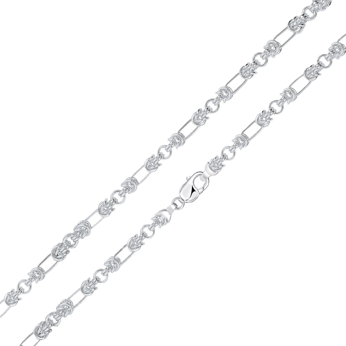 Silver 6.5mm Byzantine Oval 7.5"