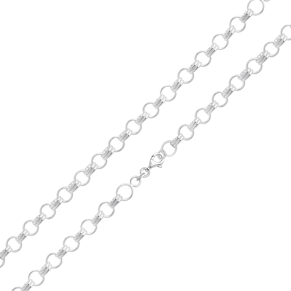 Silver 7mm Round and double oval belcher chain 7.5"