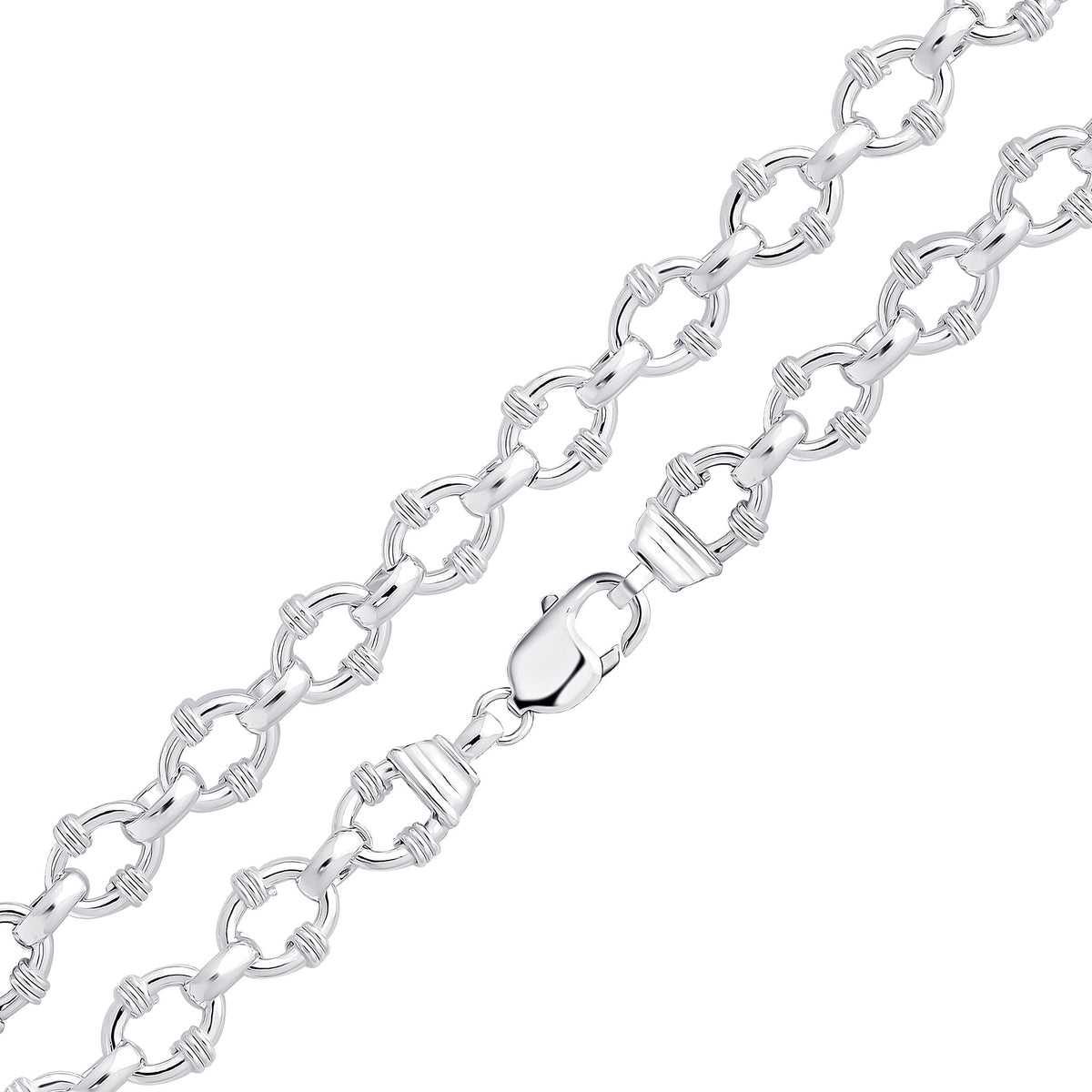 Silver 12.8mm Belted Oval 7.5"