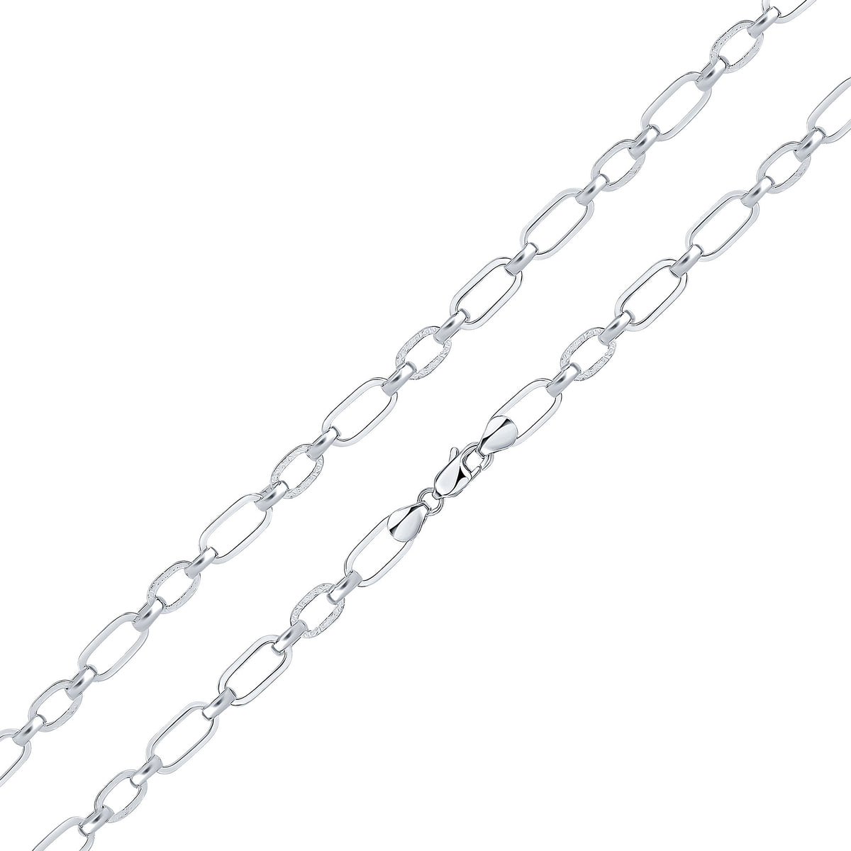 Silver 8mm Textured Oval 7.5"