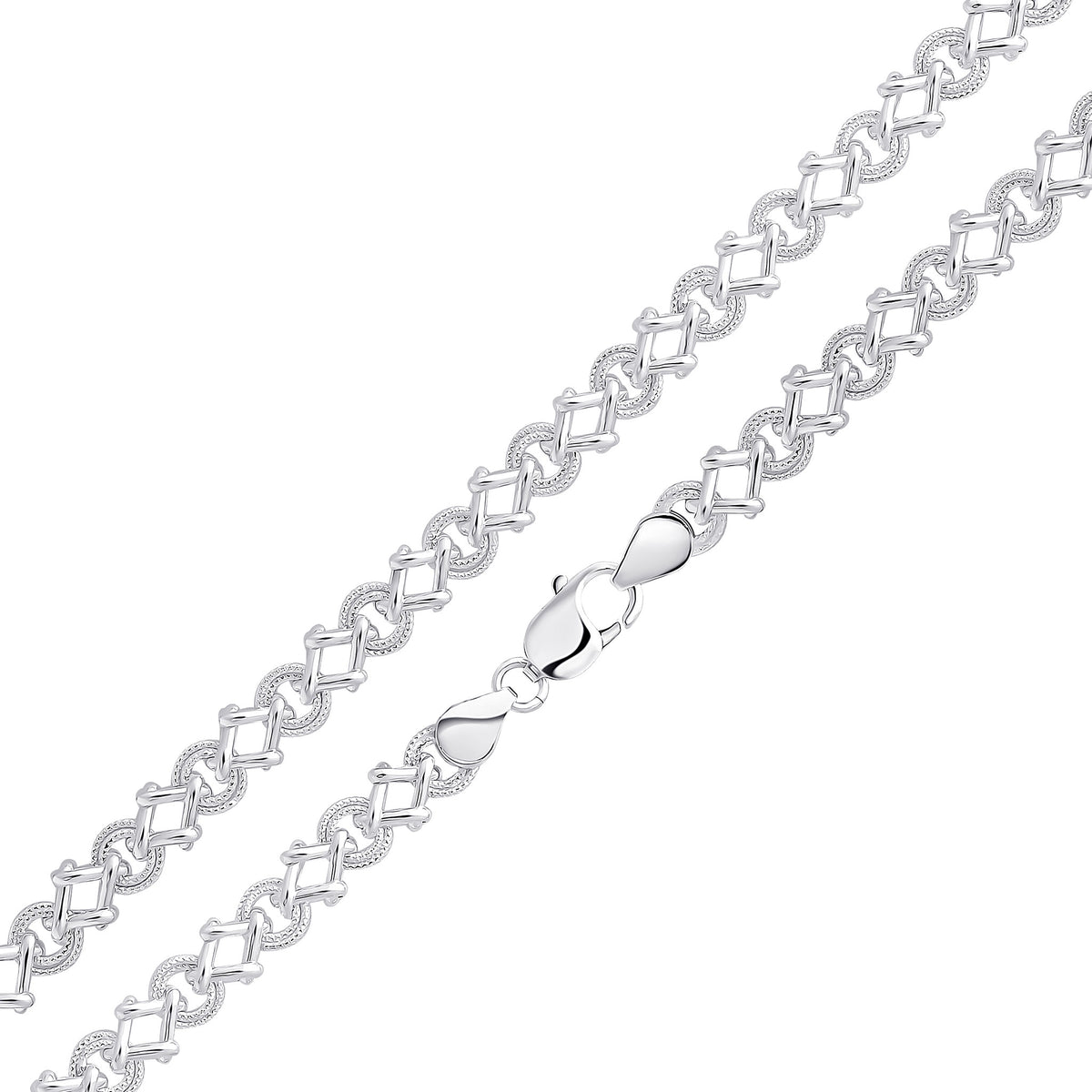 Silver 8mm Textured Circle Square 7.5"