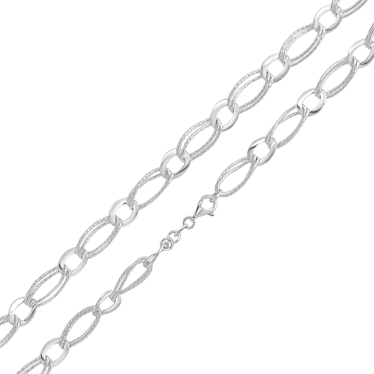 Silver 9mm Wide Double Oval 7.5"