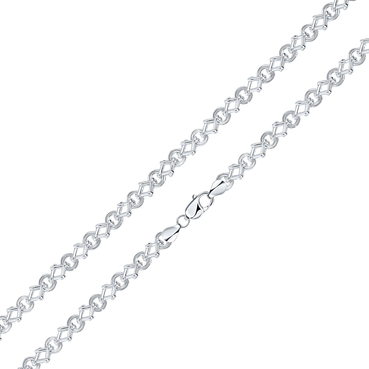 Silver 8mm Circle Square Plain 7.5"