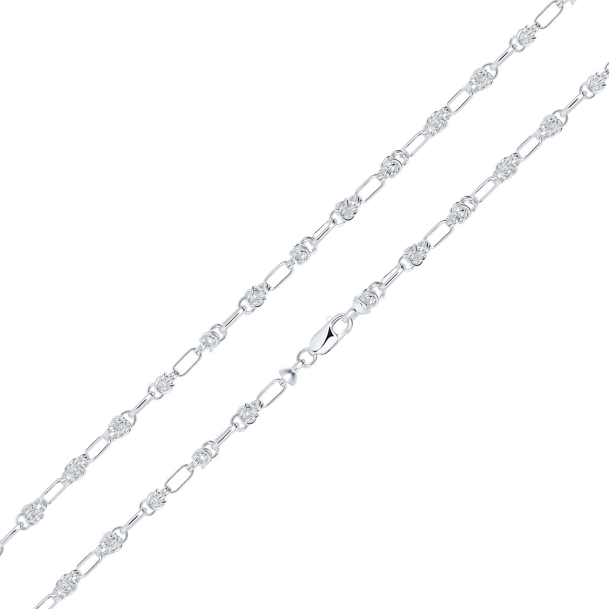 Silver 4.6mm Byzantine Oval Link 7.5"