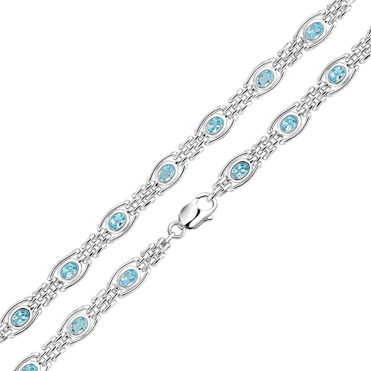 Silver 9.5mm Blue Topaz Gate 7.5"