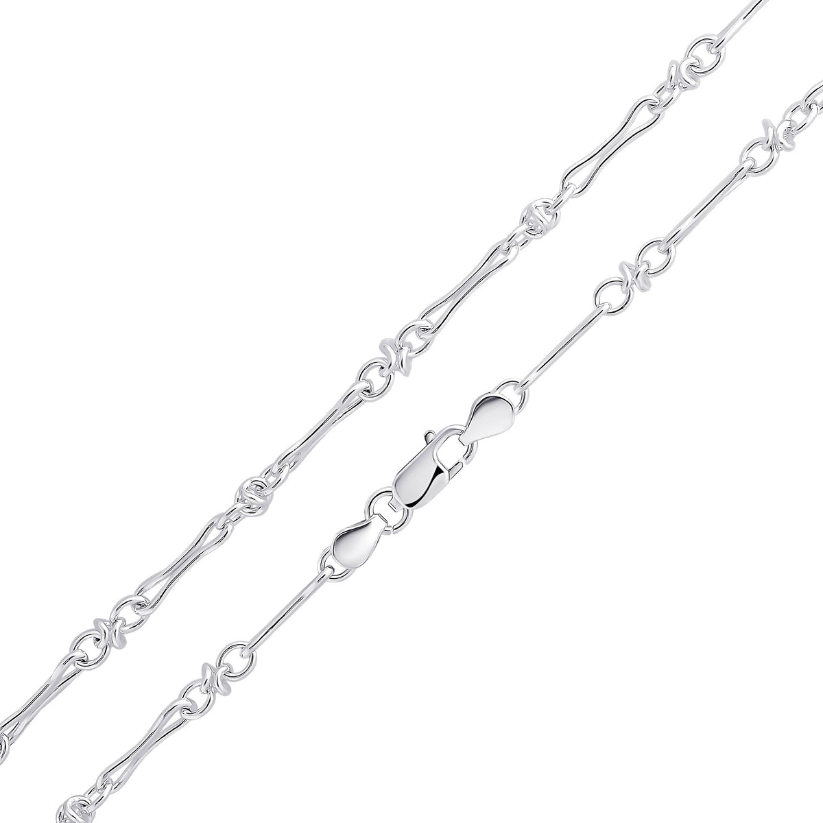 Silver 4.5mm Pinch Bar Knot 7.5"