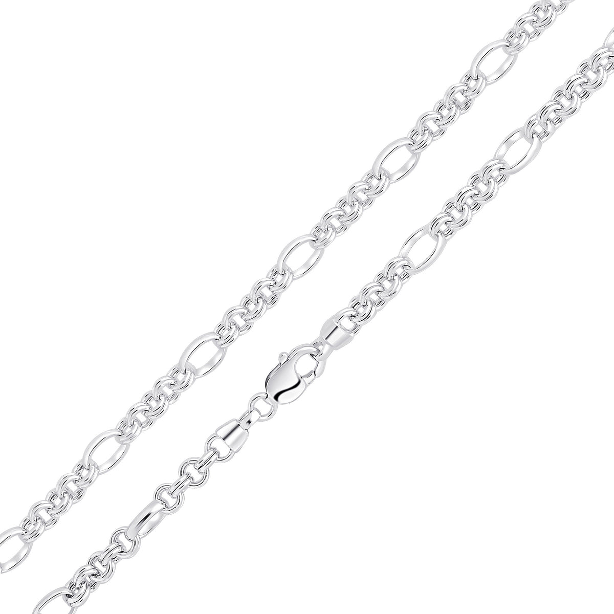 Silver 8.5mm Double Figaro Belcher 7.5"