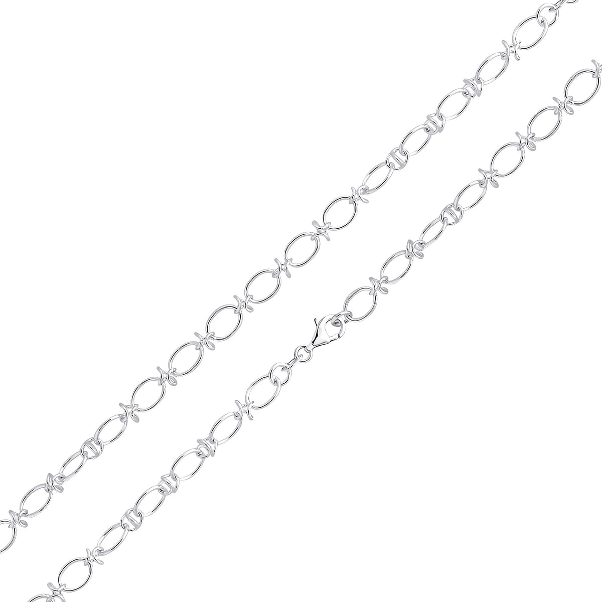Silver 6.5mm Oval Knot 7.5"