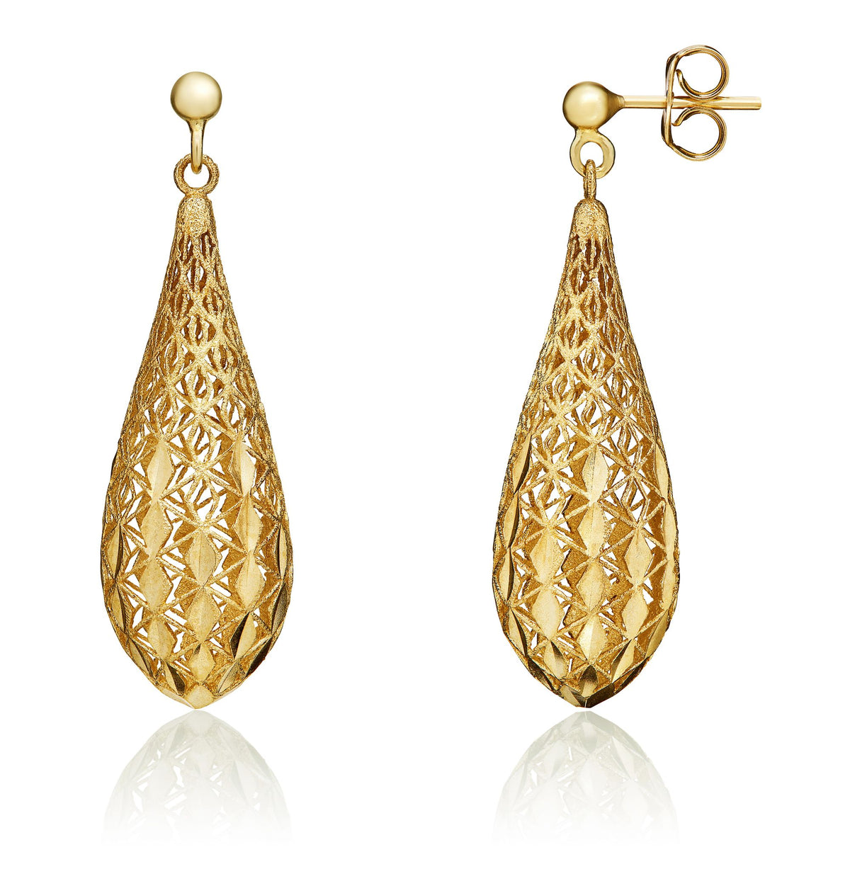 9CT Yellow Gold Openwork Torpedo Drop Earrings