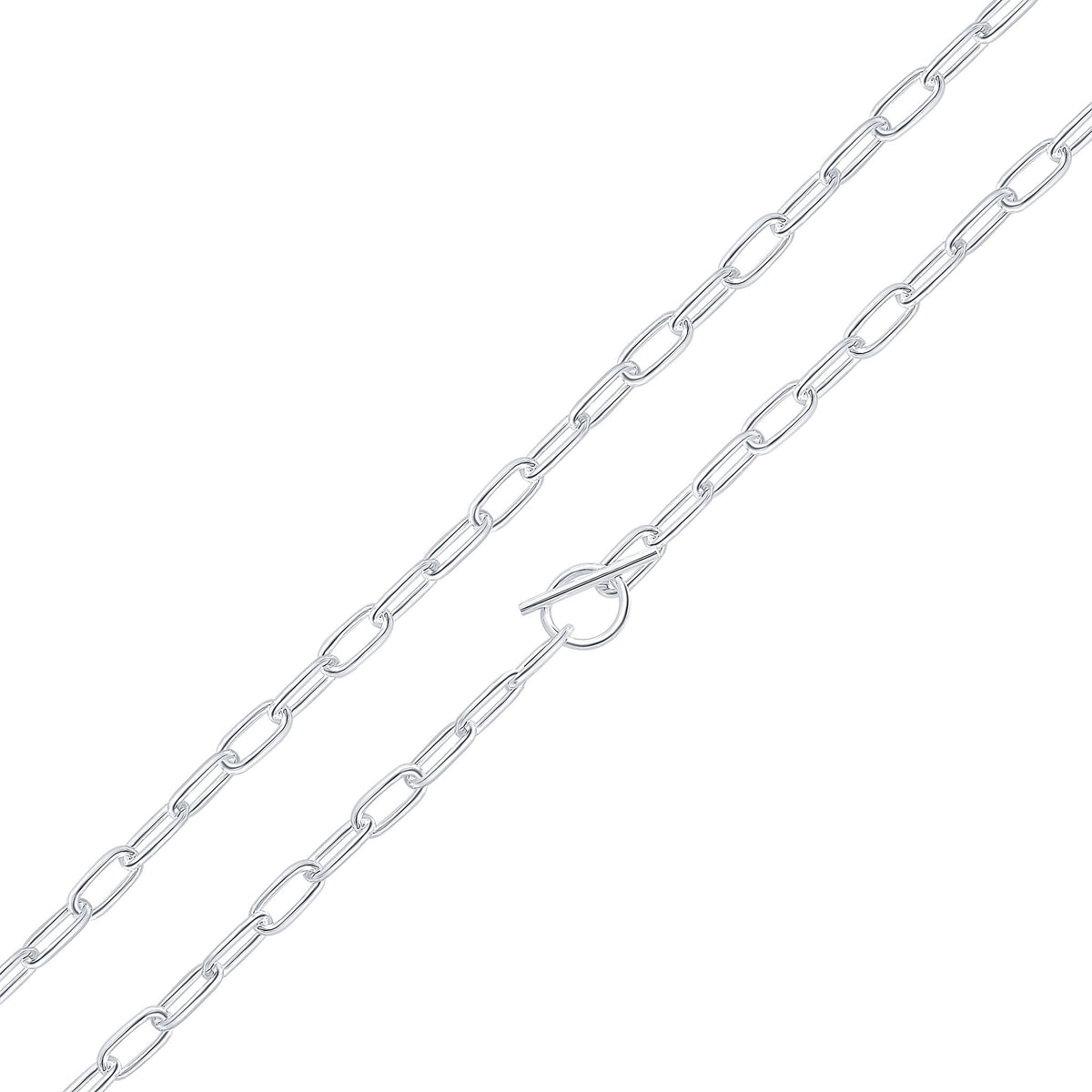 Silver 7x16mm Paperclip Chain T-Bar 7"