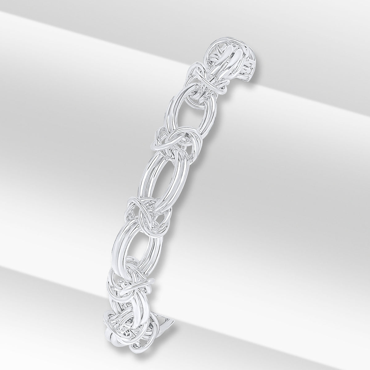Silver 8.5mm Double Oval Byzantine 8.5"