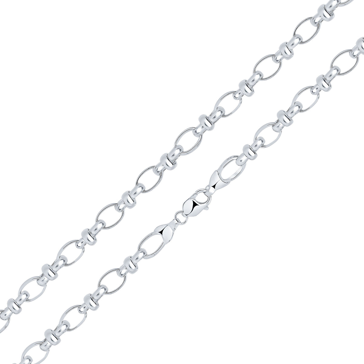 Silver 10.7mm Oval Pinched Link 8.5"
