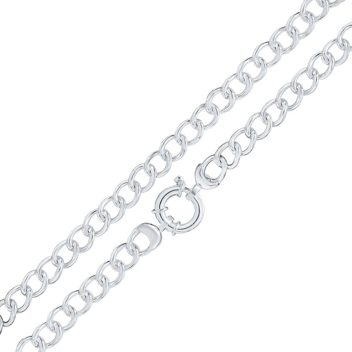 Silver 9mm Curb 8" Bolt Ring