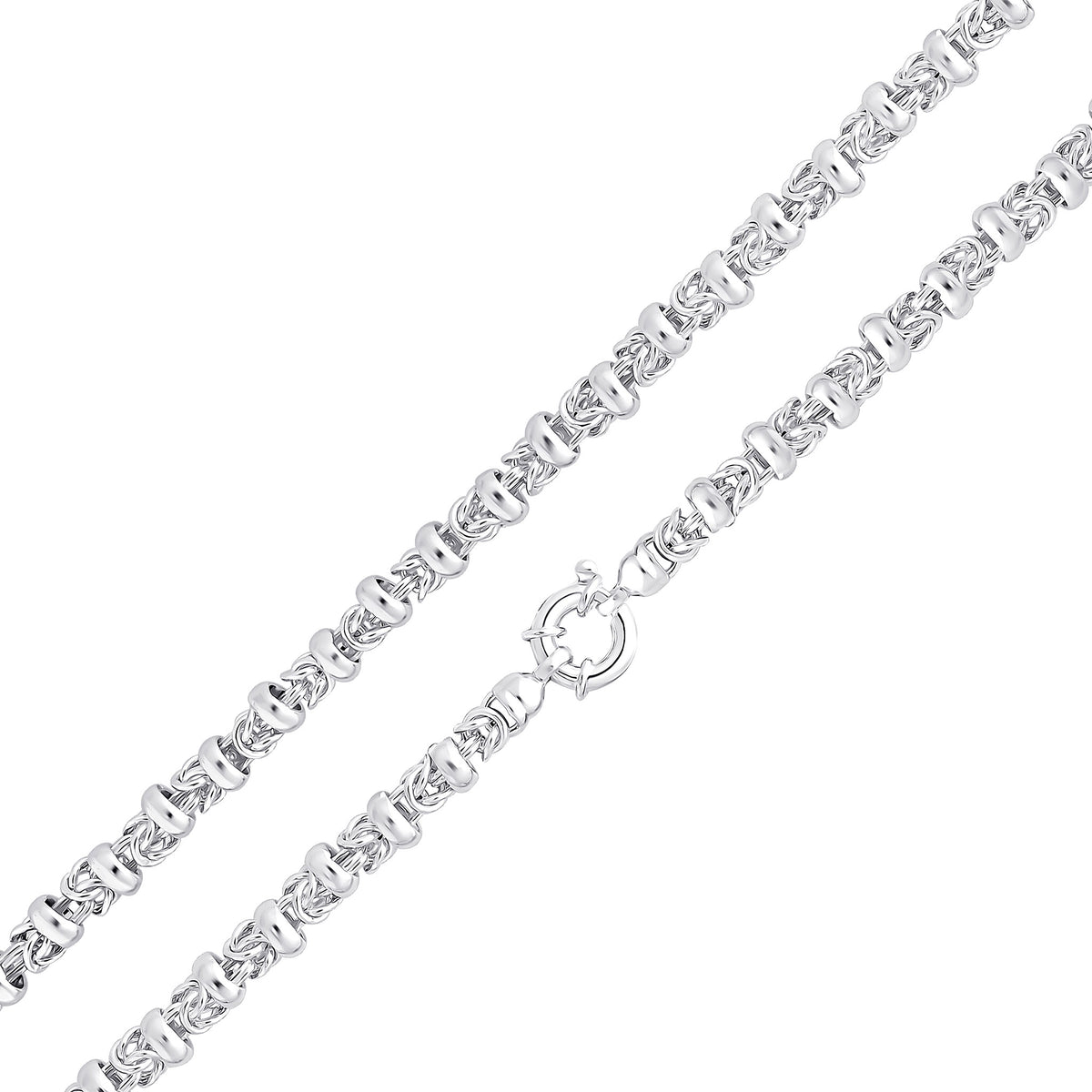 Silver 7.5mm Byzantine 8" Bolt Ring