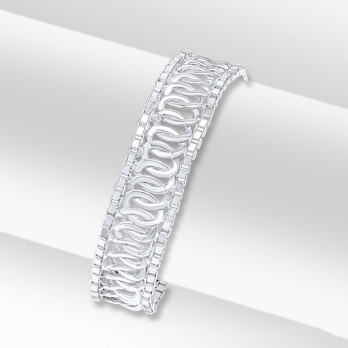 Silver 14mm Oval Curb Box Edged 8" Bolt Ring