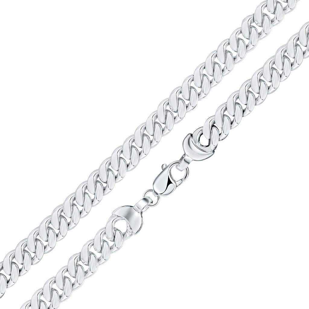 SILVER 10mm CURB 8" LOBSTER