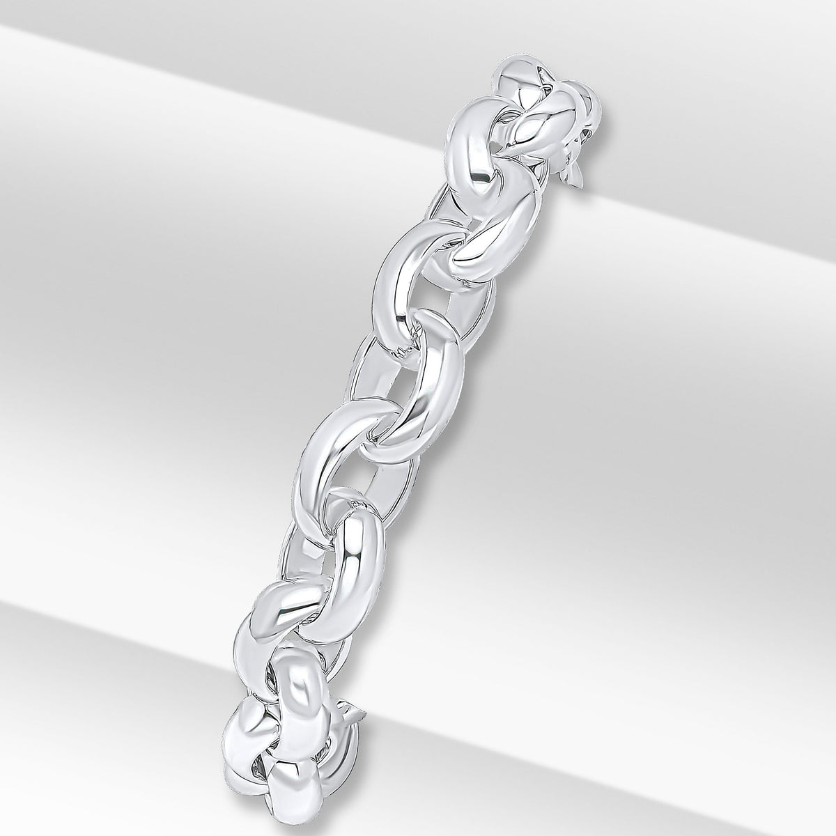 Silver 10x12mm Oval Belcher 8"