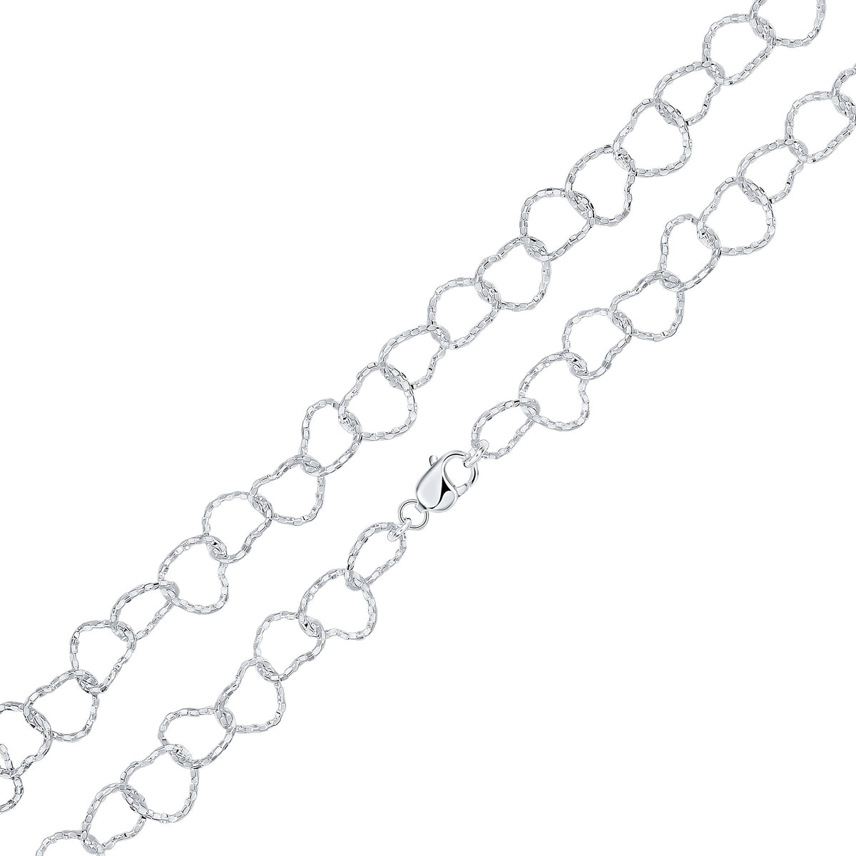 Silver 17mm Facet Heart Link 8"