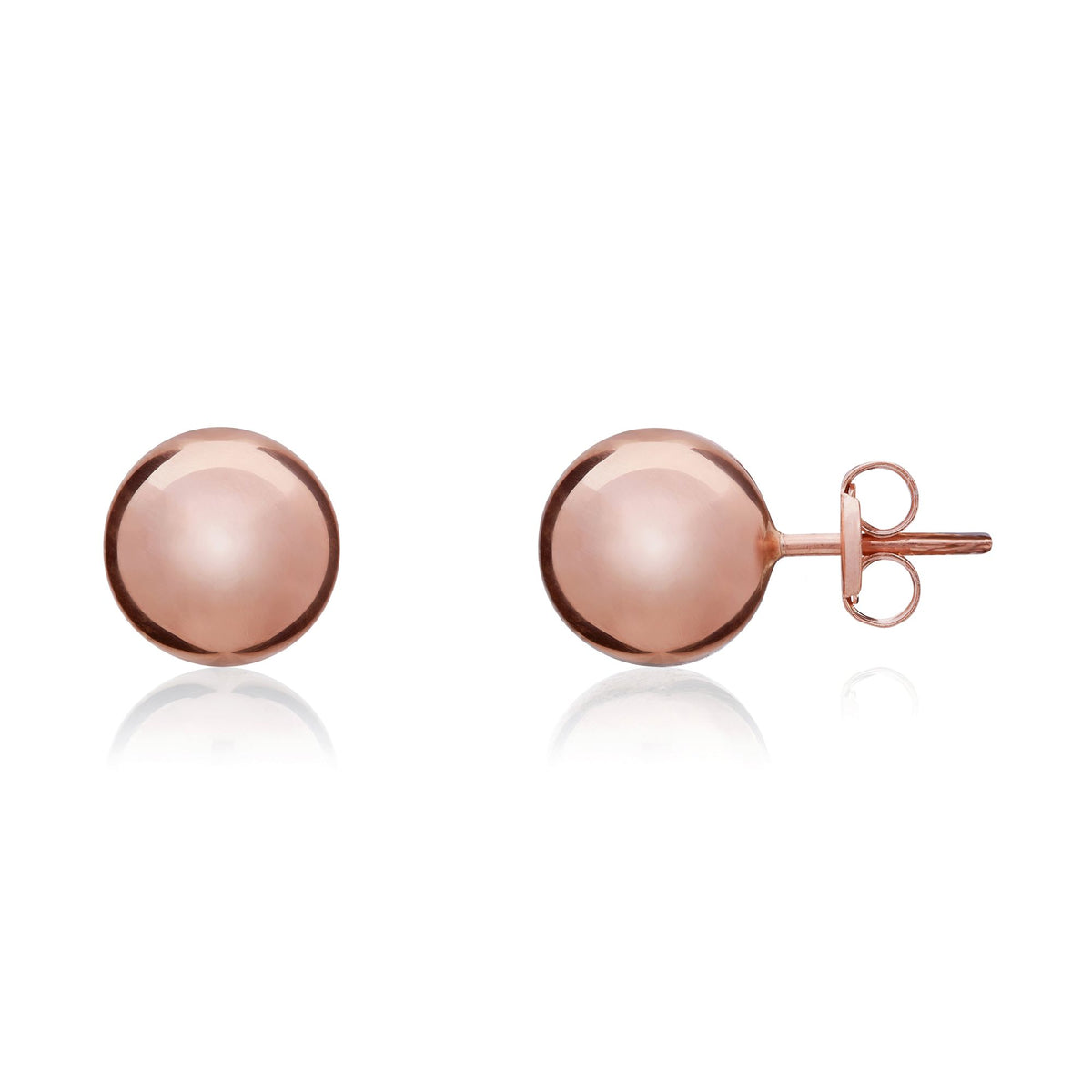 9CT Rose Gold 8MM Polished Ball Studs
