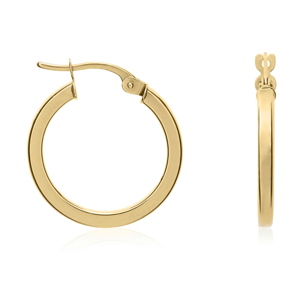 9CT Yellow Gold 2MM Square Tube Round Hoop Earrings 19MM Outer  Diameter