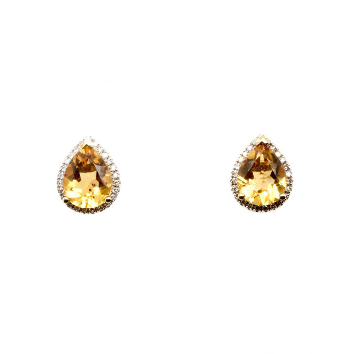 9ct Yellow Gold Citrine Diamond Teardrop Earrings