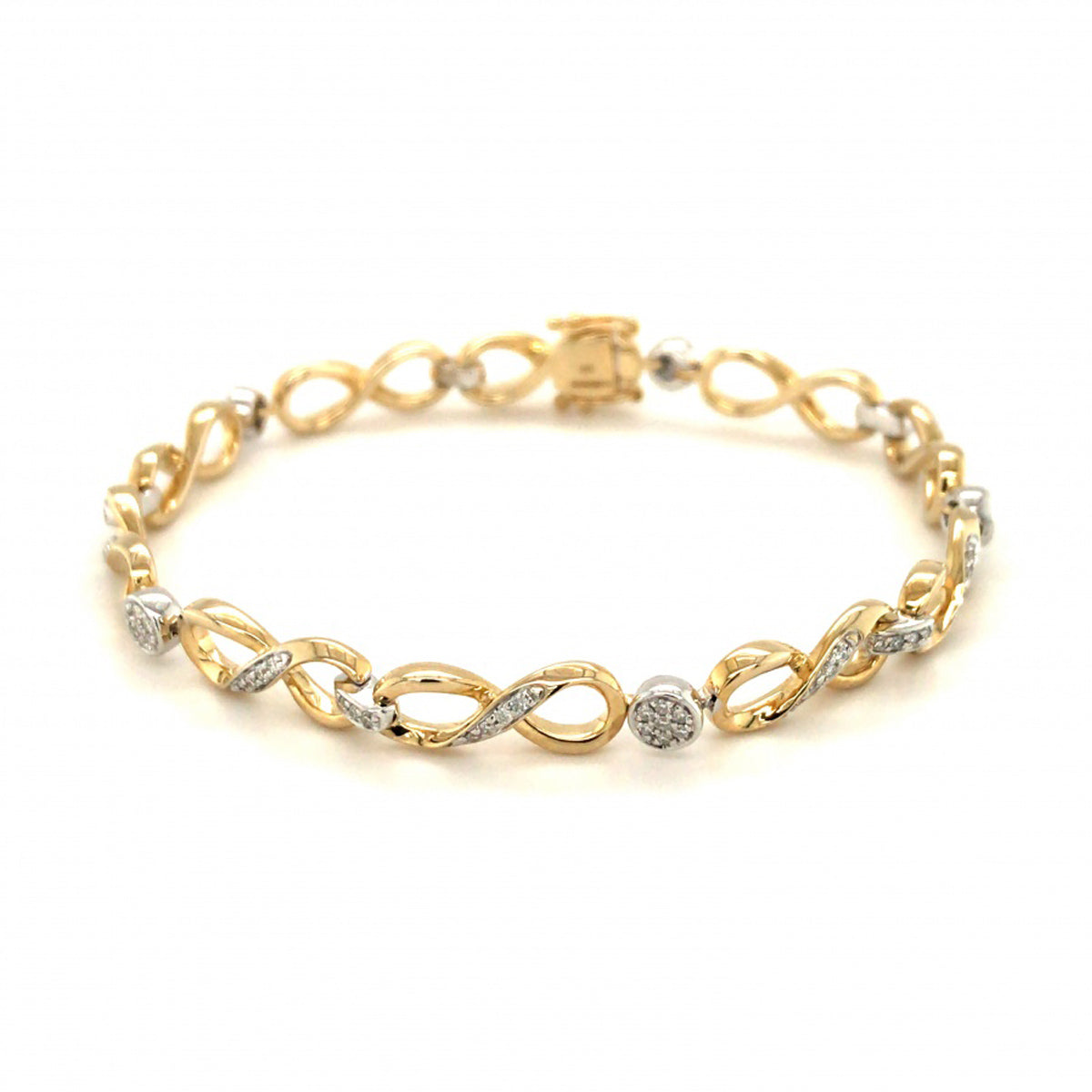 9ct Yellow Gold Diamond Infinity Bracelet