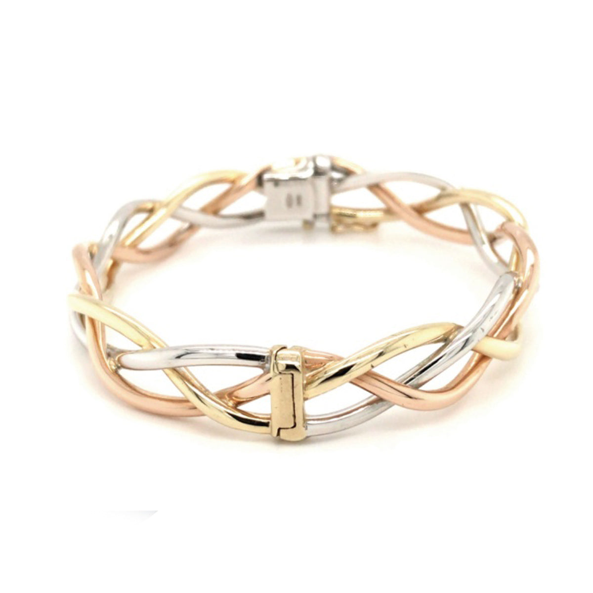 9ct Yellow, White and Rose Gold Twist Bracelet