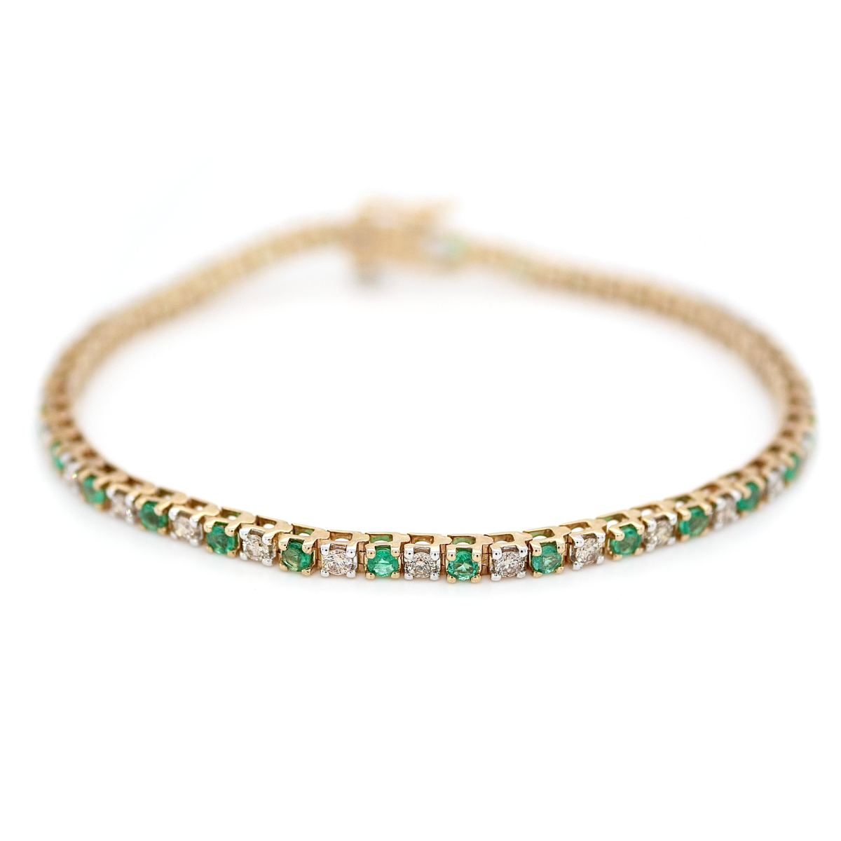 9ct Yellow Gold Emerald and Diamond Bracelet