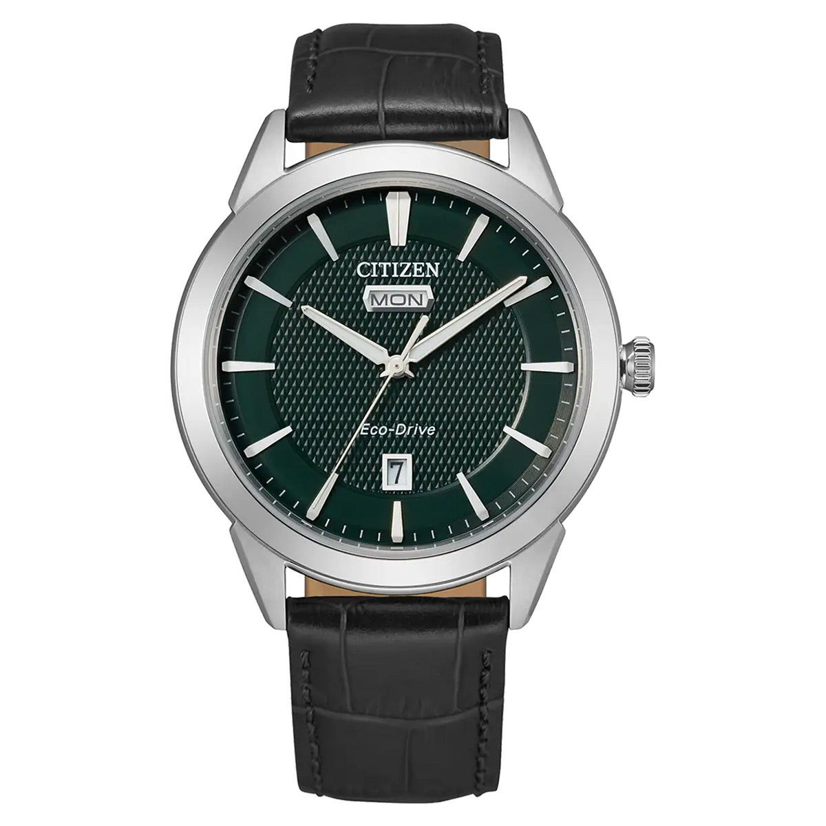 Citizen AW0090-02X Eco-Drive Green Dial Leather Strap Watch 40mm