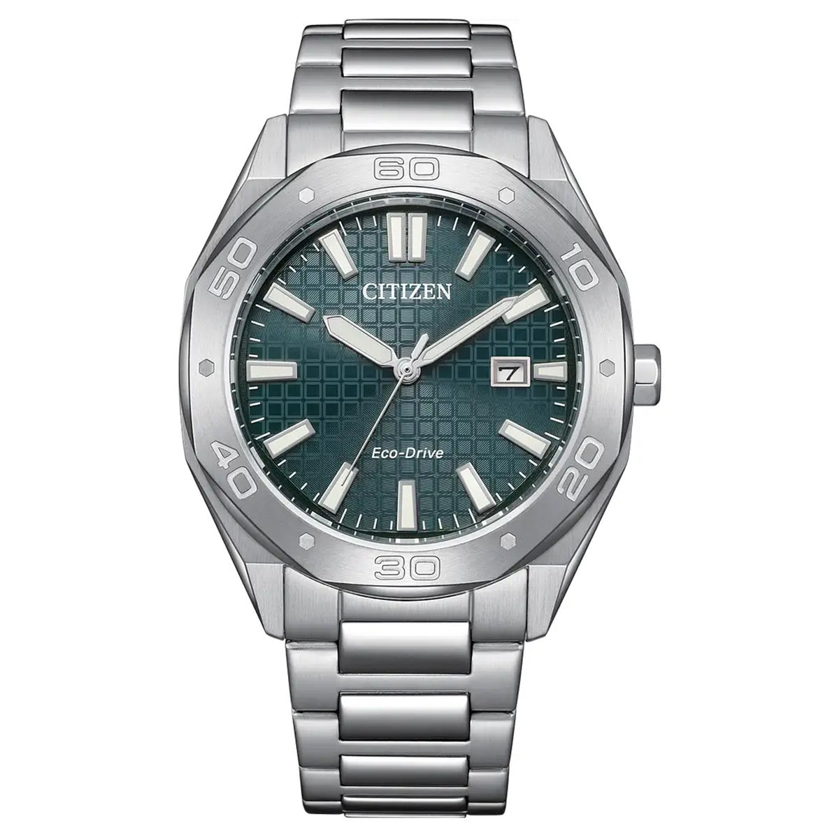 美品 CITIZEN Eco-Drive グリーン Bluetooth 腕時計 Citizen BM7630-80X Gents Eco-Drive Hexagonal Green Face Watch 41mm