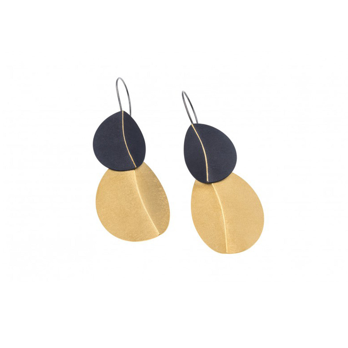 Deco Echo Ascot Black Rhodium and Yellow Gold Plated Drop Earrings