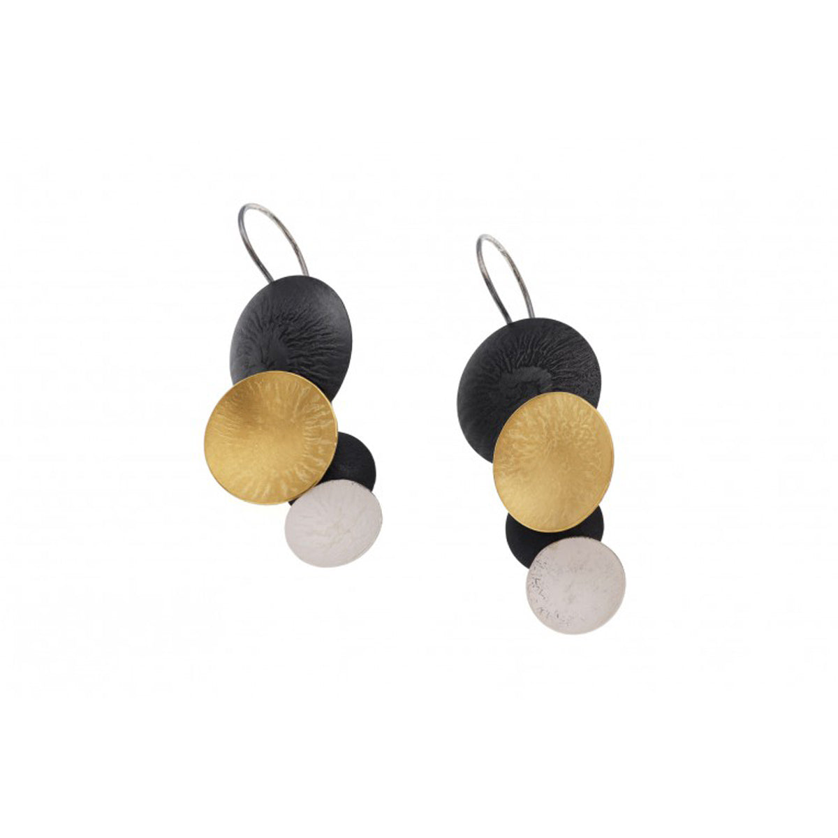 Deco Echo Curved Disc Plated Drop Earrings