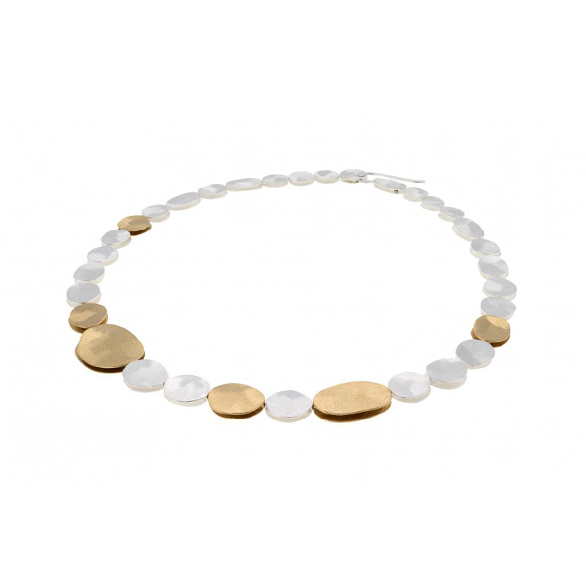 Deco Echo Silver and Yellow Gold Plate Pebble Necklace