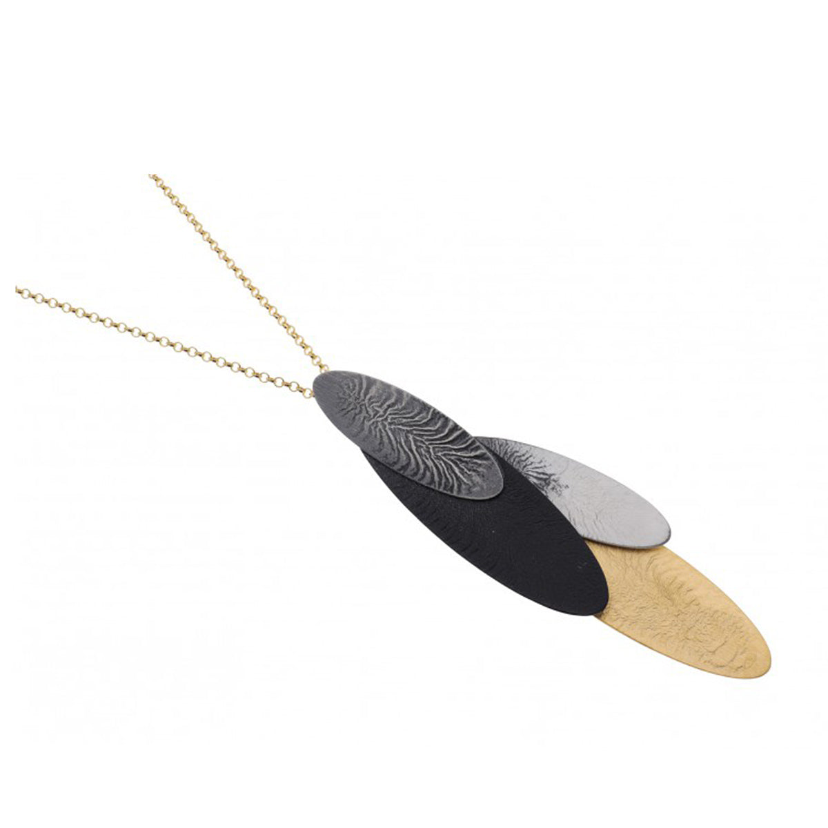 Deco Echo Silver and Yellow Gold Plated Oval Pendant