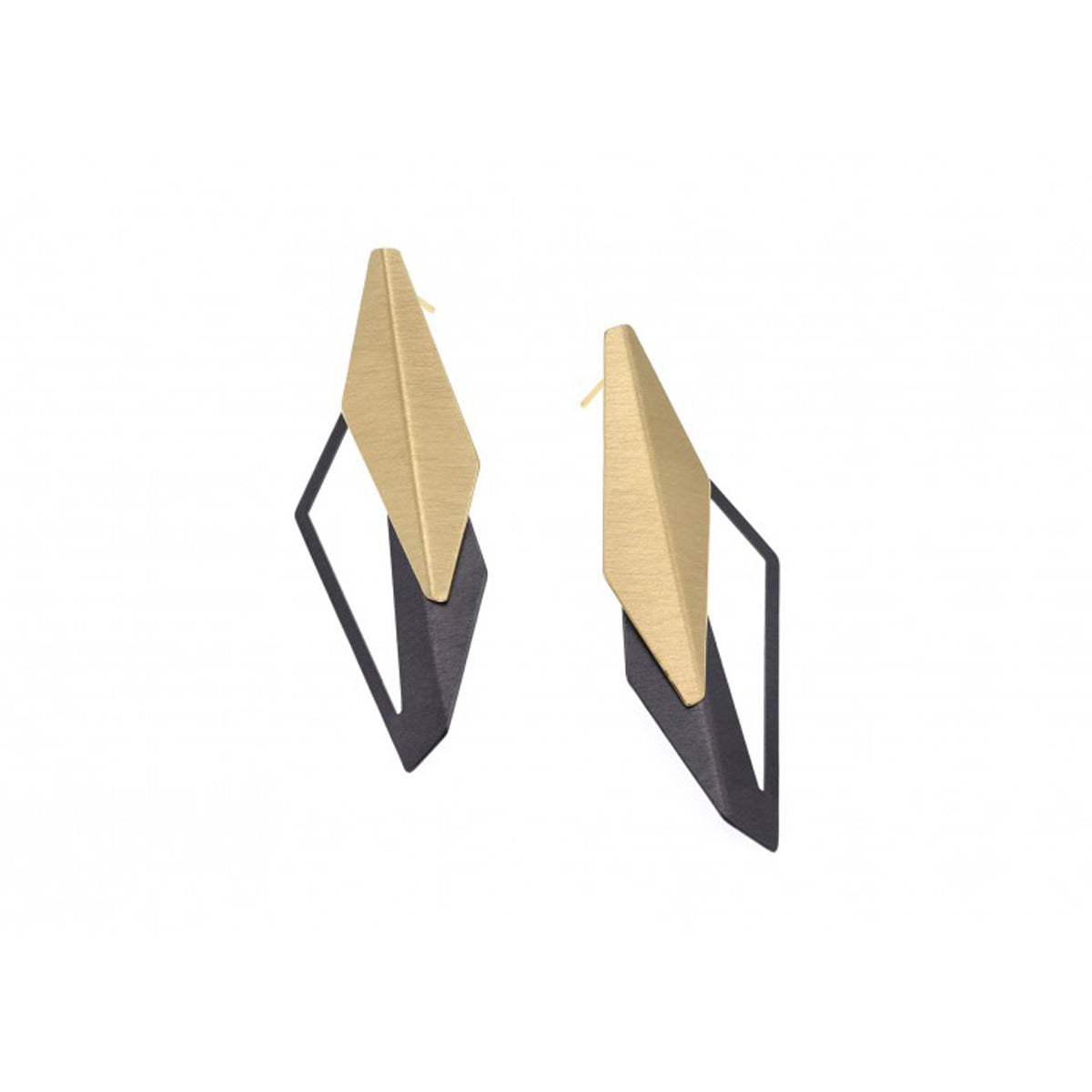 Deco Echo Yellow Gold Plated Rhombus Earrings