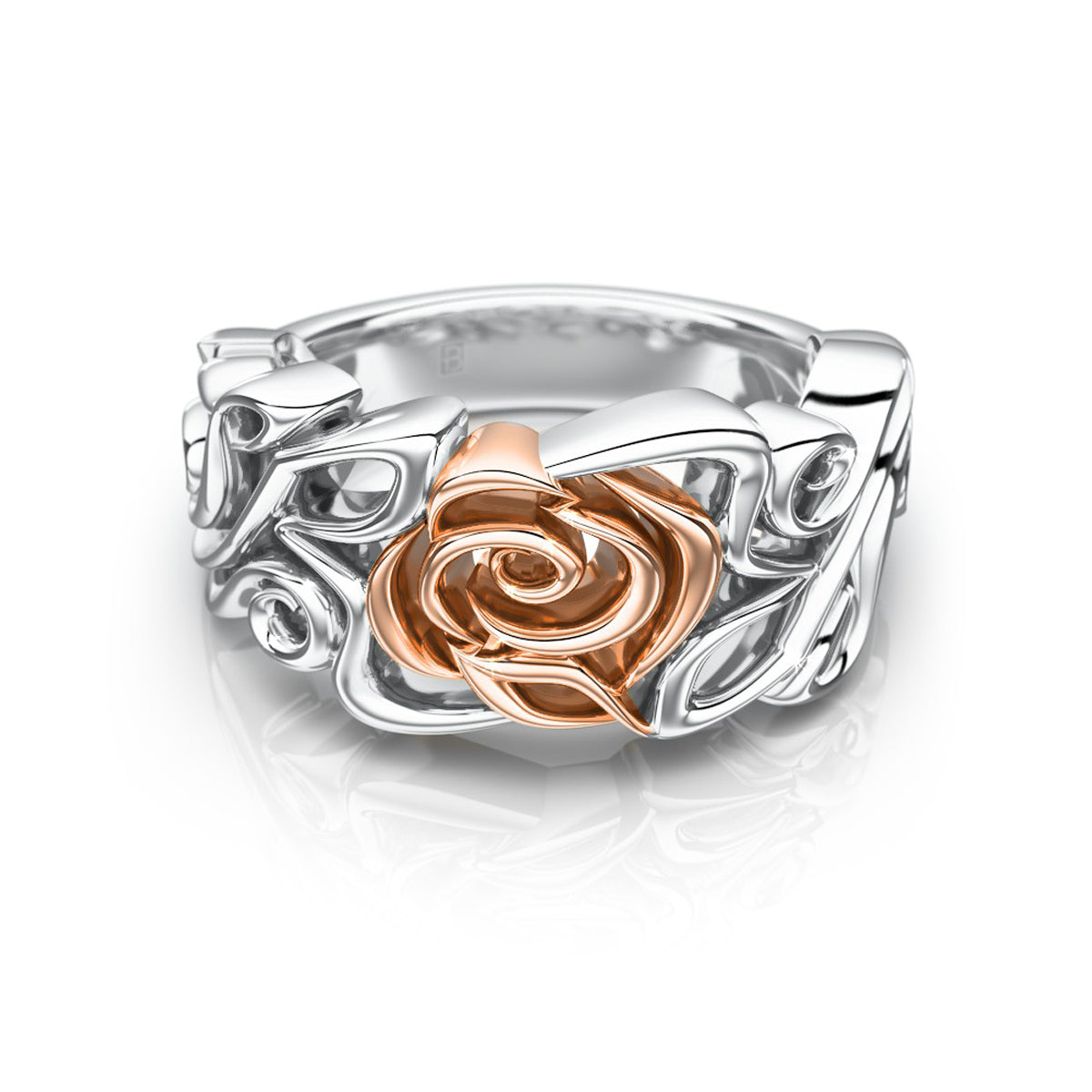 Filigree Rose Ring - 9ct Rose & White Gold