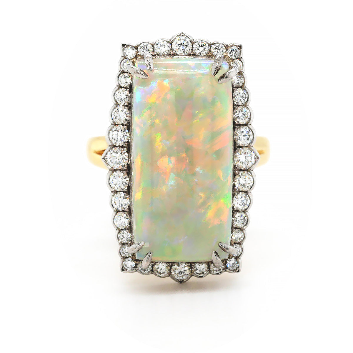 18ct Yellow Gold Statement Opal and Diamond ring