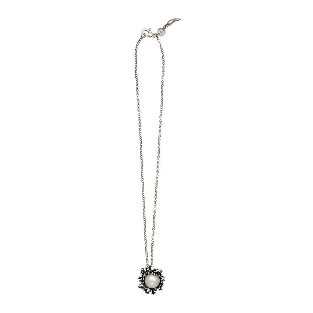 Giovanni Raspini Silver Anemone Natural Pearl Pendant and Chain