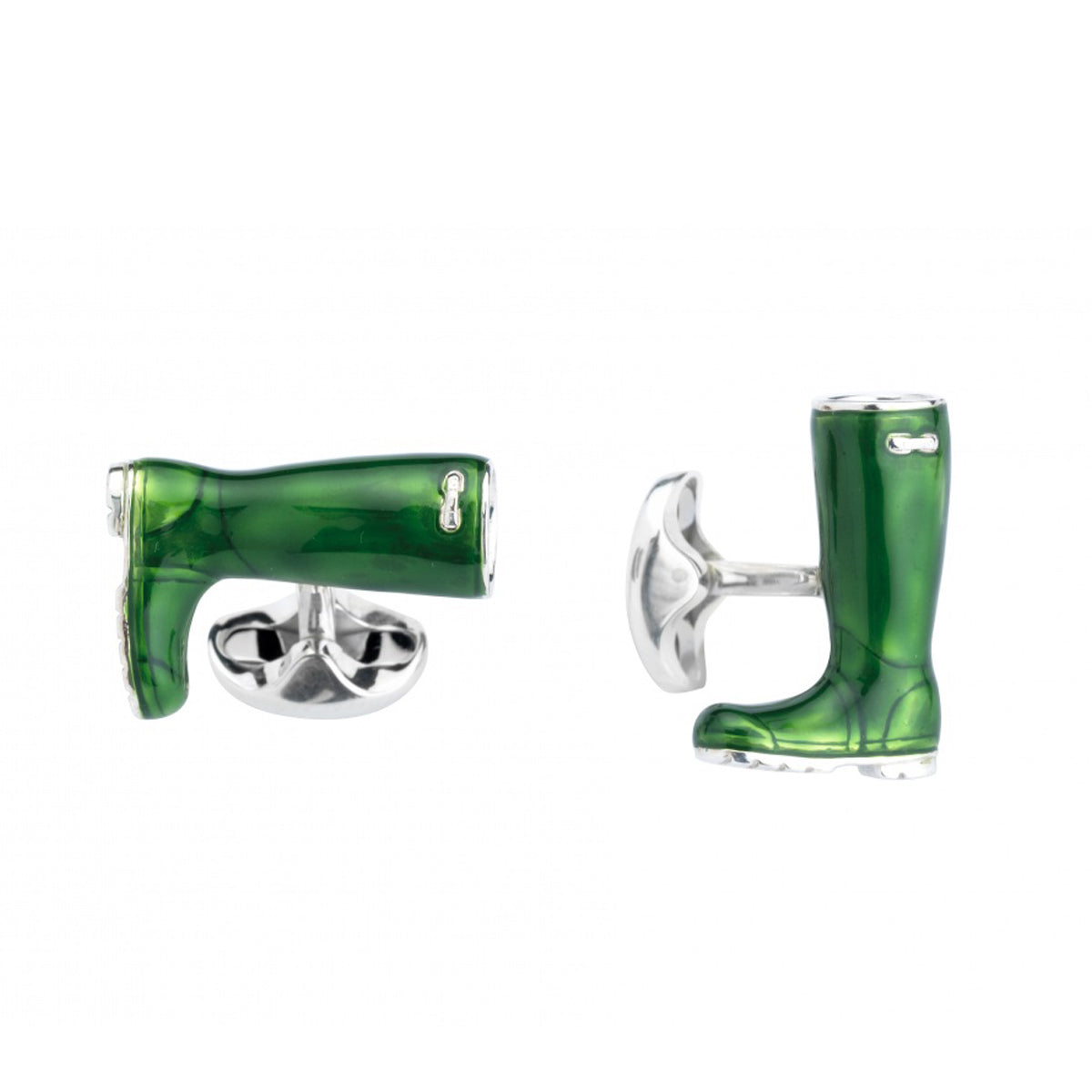 A pair of Green Wellington Boot Cufflinks