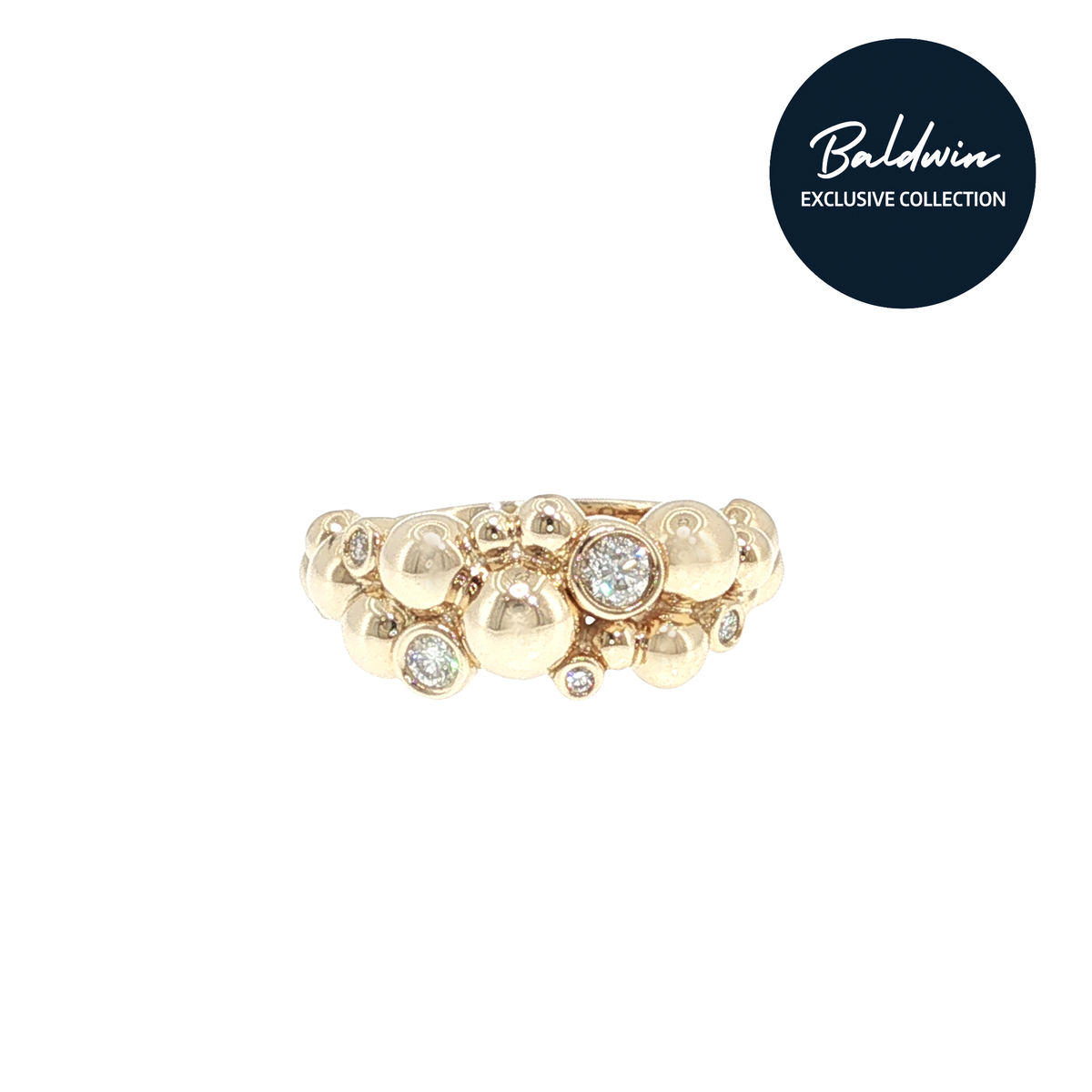 9ct Yellow Gold 0.22ct Diamond Multistone Bubble Ring James Baldwin Exclusive Collection, Effervescence