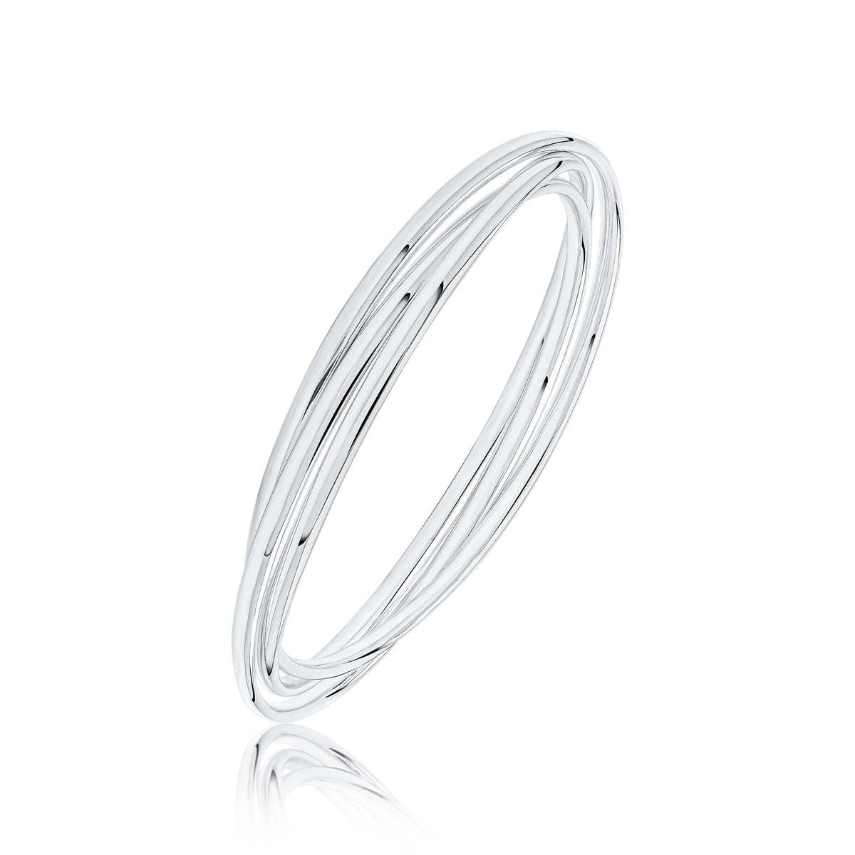 Silver 3mm Court Russian Bangle Large