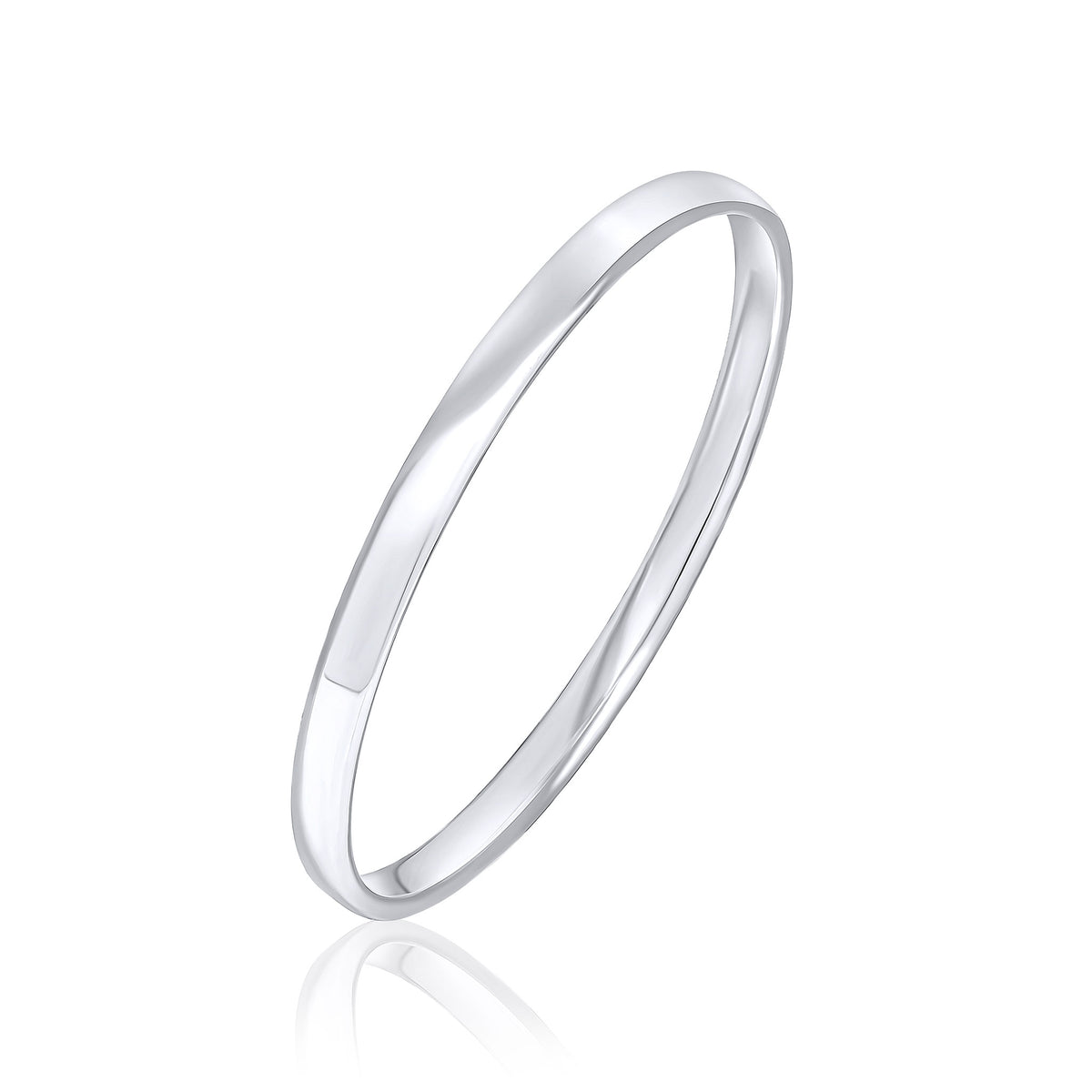 Silver Court Round 5.4mm Bangle Large