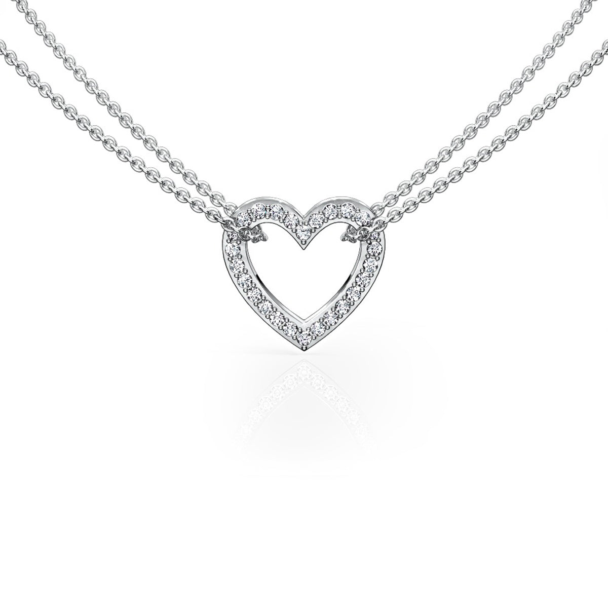 Pave Heart - Small 9ct White Gold