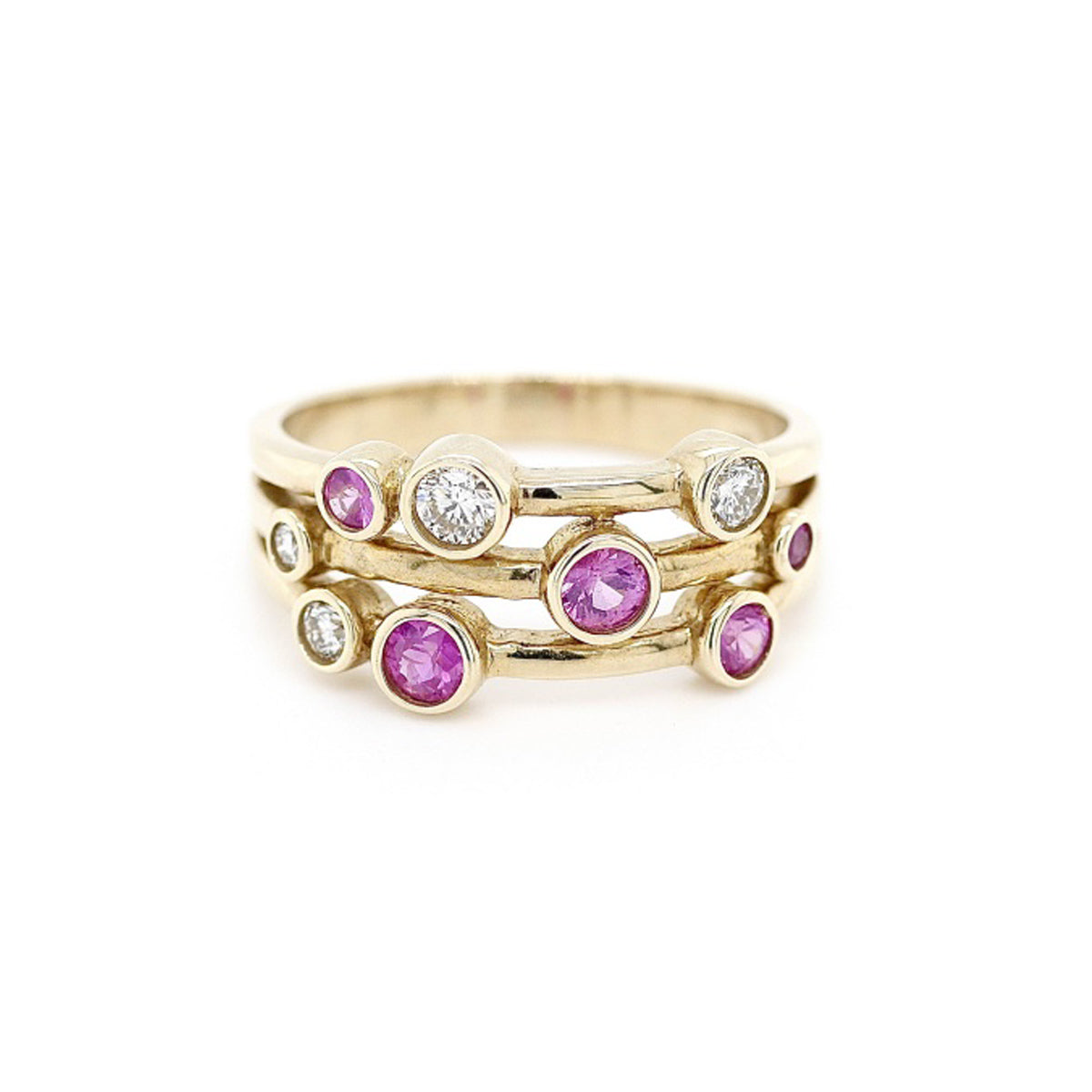 Pink Sapphire and Diamond Multi-stone ring