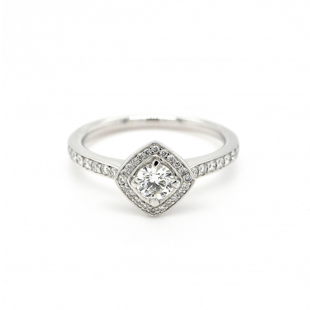 Platinum Diamond Halo Ring - Size M
